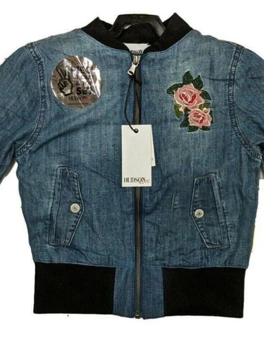 Hudson Kids! Girls' 2pc Moto Jacket & Top Set, BLUE - ROSE, L